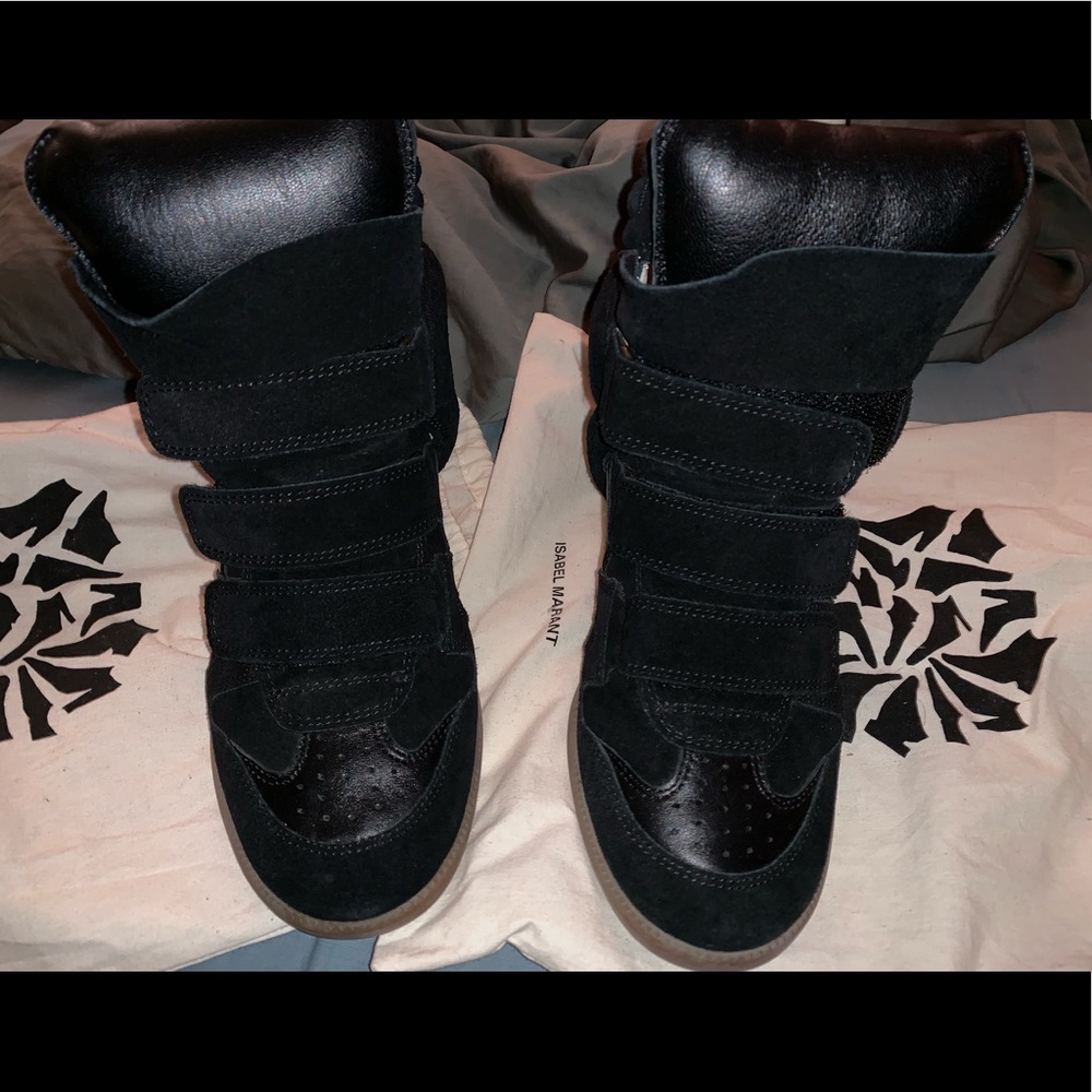 Isabel Marant Black Wedge High-Top Sneakers